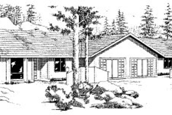 Exterior - Front Elevation for Ranch House Plan #303-221 - 2 bed, 1 bath