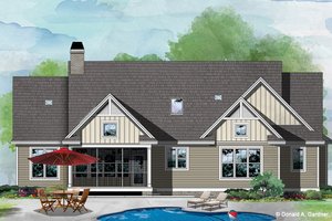 Exterior - Rear Elevation for Ranch House Plan #929-1109 - 3 bed, 2 bath
