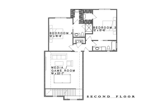 Floor Plan - Upper Floor for Traditional House Plan #935-25 - 4 bed, 4.5 bath