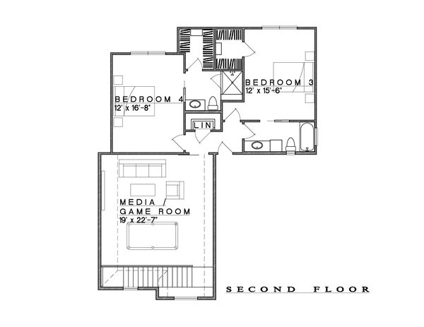 Traditional Floor Plan - Upper Floor Plan #935-25