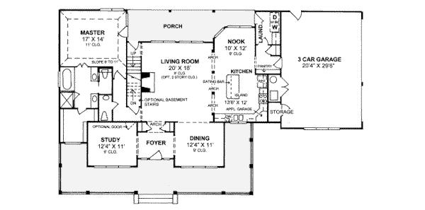 House Plan Design - Farmhouse Floor Plan - Main Floor Plan #20-342