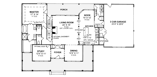 Architectural House Design - Farmhouse Floor Plan - Main Floor Plan #20-342