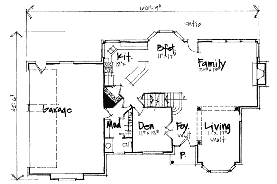 Floor Plan - Main Floor for Traditional House Plan #308-233 - 4 bed, 2.5 bath