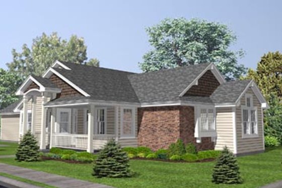 Exterior - Front Elevation for Country House Plan #50-128 - 2 bed, 2.5 bath