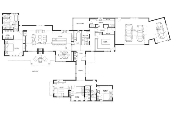Floor Plan - Main Floor for Contemporary House Plan #892-21 - 3 bed, 3.5 bath