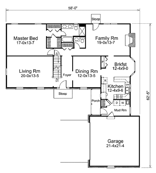 Country Style House Plan - 4 Beds 2.5 Baths 2518 Sq/Ft Plan #57-539 ...