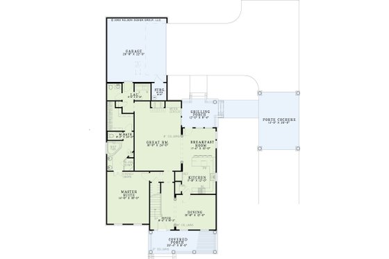 Floor Plan - Main Floor for Colonial House Plan #17-2874 - 4 bed, 2.5 bath