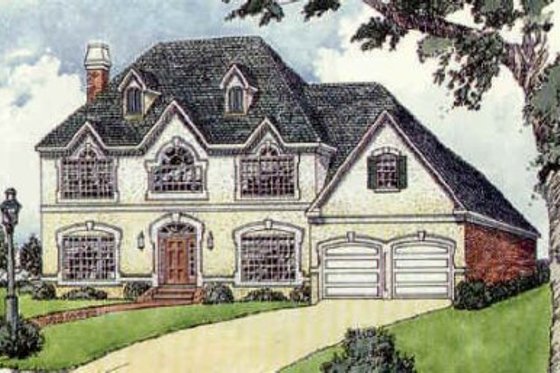 Exterior - Front Elevation for European House Plan #16-231 - 4 bed, 4.5 bath