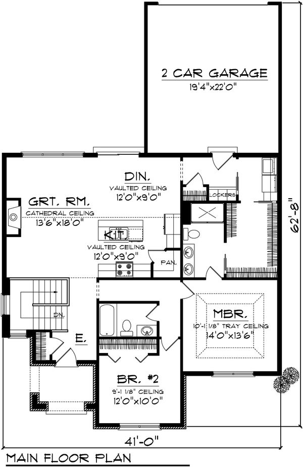 Cottage Style House Plan - 2 Beds 1.5 Baths 1398 Sq/Ft Plan #70-1074