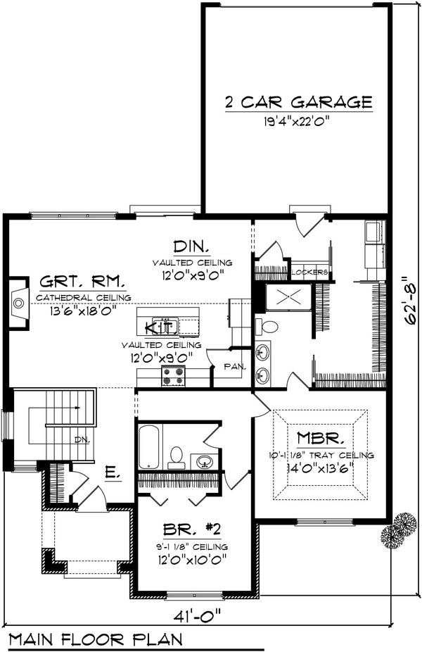 Dream House Plan - Cottage Floor Plan - Main Floor Plan #70-1074