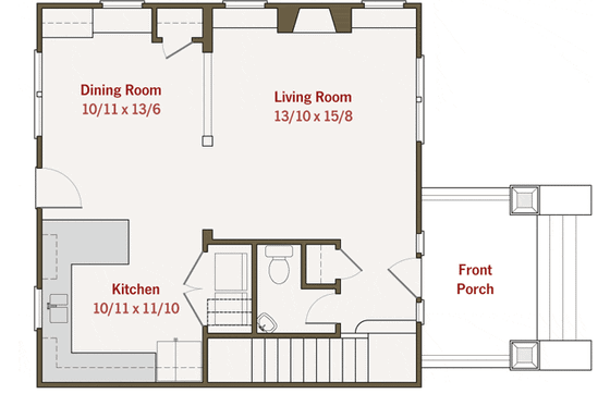 Floor Plan - Main Floor for Craftsman House Plan #461-5 - 3 bed, 2.5 bath