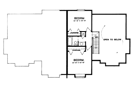 Floor Plan - Upper Floor for Traditional House Plan #303-248 - 2 bed, 2 bath