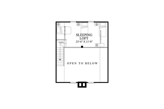 Floor Plan - Upper Floor for Cabin House Plan #137-295 - 2 bed, 2 bath
