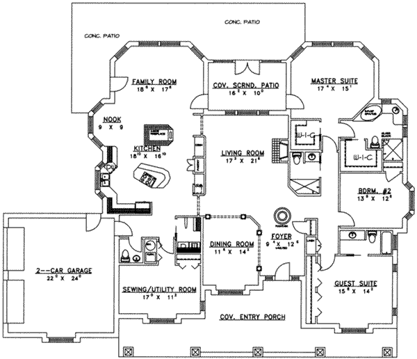 Dream House Plan - Traditional Floor Plan - Main Floor Plan #117-174