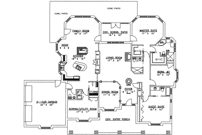 Home Plan - Floor Plan - Main Floor for Traditional House Plan #117-174 - 3 bed, 4 bath