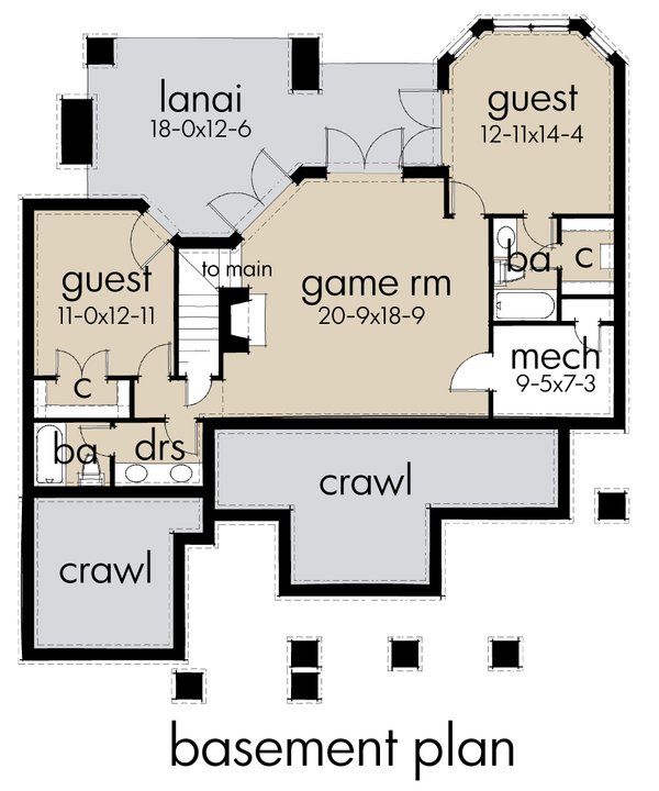 Architectural House Design - Farmhouse Floor Plan - Lower Floor Plan #120-292