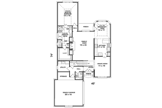 Floor Plan - Main Floor for European House Plan #81-246 - 3 bed, 2.5 bath
