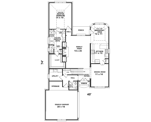 Floor Plan - Main Floor for European House Plan #81-246 - 3 bed, 2.5 bath