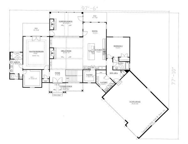 Architectural House Design - Craftsman Floor Plan - Main Floor Plan #437-104