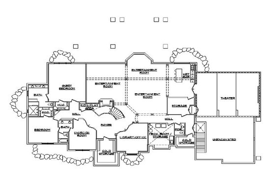Floor Plan - Lower Floor for European House Plan #5-347 - 4 bed, 5 bath