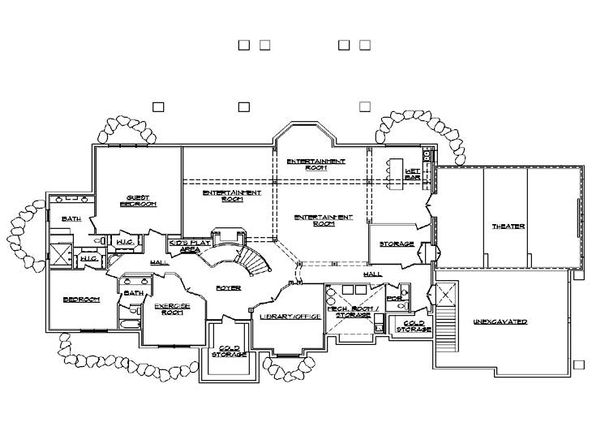 Architectural House Design - European Floor Plan - Lower Floor Plan #5-347
