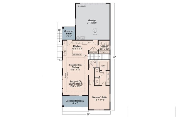 Dream House Plan - Prairie Floor Plan - Main Floor Plan #124-1410