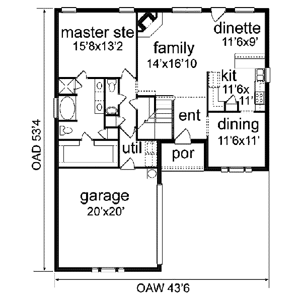 House Blueprint - Traditional Floor Plan - Main Floor Plan #84-144
