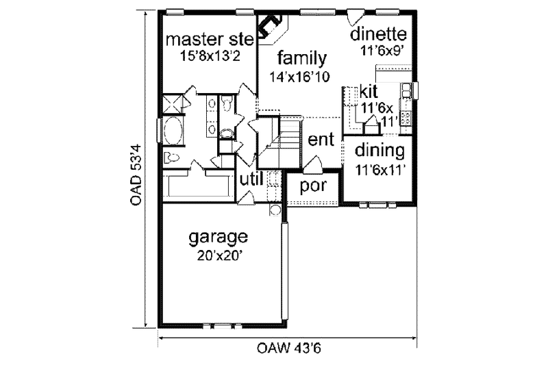 Home Plan - Floor Plan - Main Floor for Traditional House Plan #84-144 - 4 bed, 2.5 bath
