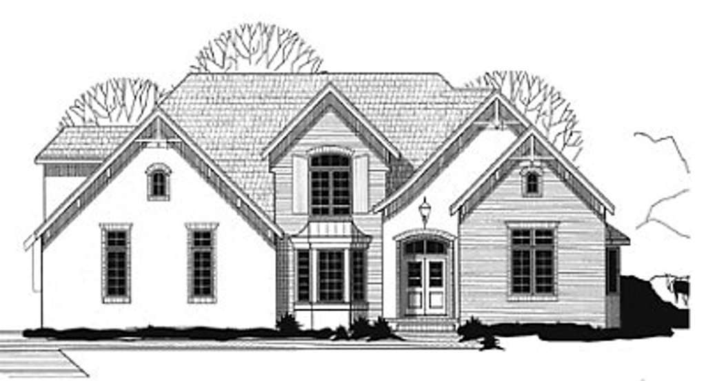 Exterior - Front Elevation 2 for European House Plan #67-193 - 4 bed, 5 bath