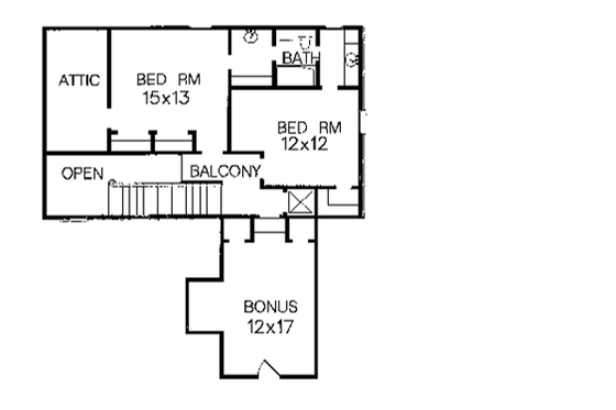 Floor Plan - Upper Floor for Cottage House Plan #15-202 - 3 bed, 2.5 bath