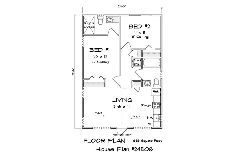 Dream House Plan - Floor Plan - Main Floor 1 for Cottage House Plan #513-2301 - 2 bed, 2 bath