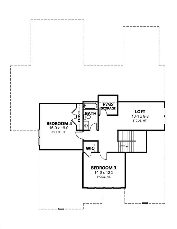 Dream House Plan - Floor Plan - Upper Floor for Craftsman House Plan #1080-34 - 4 bed, 3 bath
