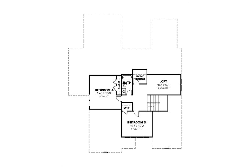 House Blueprint - Floor Plan - Upper Floor for Craftsman House Plan #1080-34 - 4 bed, 3 bath