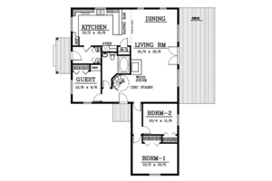 Floor Plan - Main Floor House Plan #100-221 - 3 bed, 1 bath