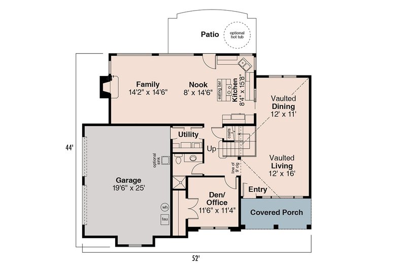 House Plan Design - Floor Plan - Main Floor for Mediterranean House Plan #124-299 - 4 bed, 3 bath