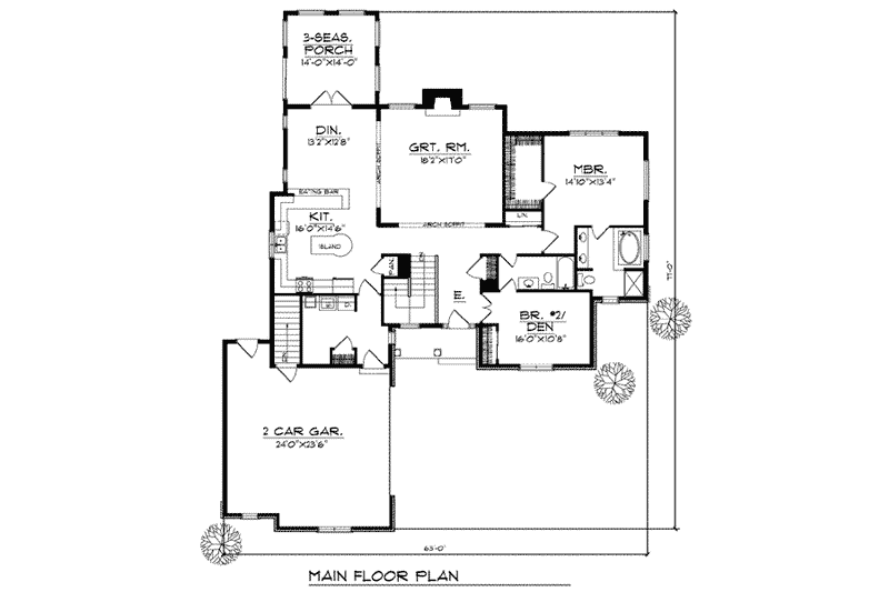 House Design - Floor Plan - Main Floor for Traditional House Plan #70-771 - 3 bed, 3 bath
