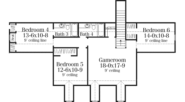 Traditional Floor Plan - Upper Floor Plan #406-108
