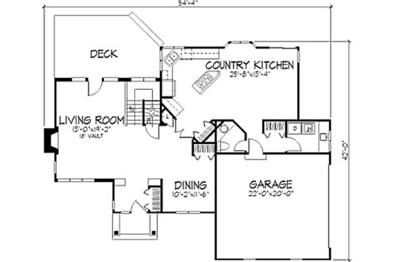 Floor Plan - Main Floor for Bungalow House Plan #320-343 - 2 bed, 2.5 bath