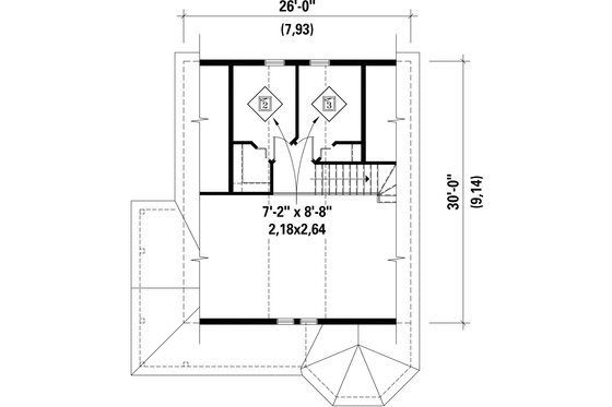 Floor Plan - Upper Floor for Cabin House Plan #25-4413 - 4 bed, 2 bath