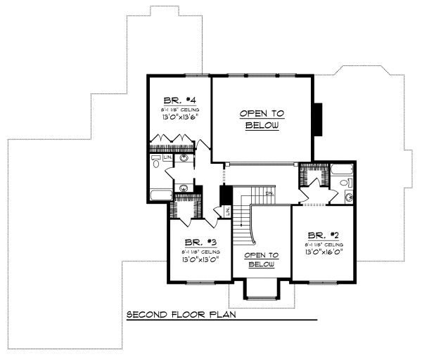 Traditional Floor Plan - Upper Floor Plan #70-886