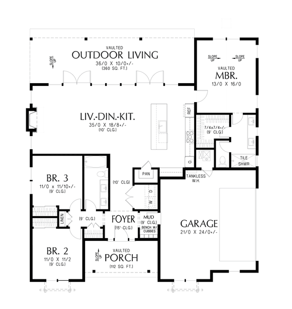 Floor Plan - Main Floor for Farmhouse House Plan #48-1220 - 3 bed, 2 bath