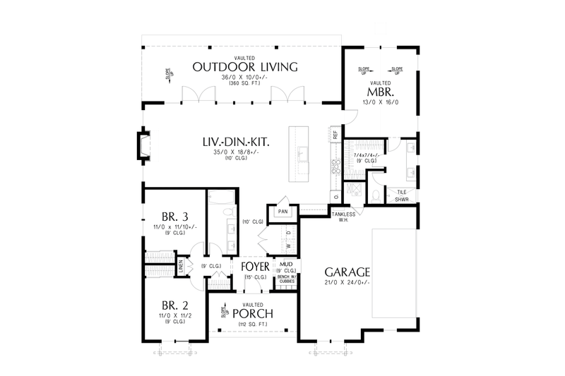 Architectural House Design - Floor Plan - Main Floor for Farmhouse House Plan #48-1220 - 3 bed, 2 bath