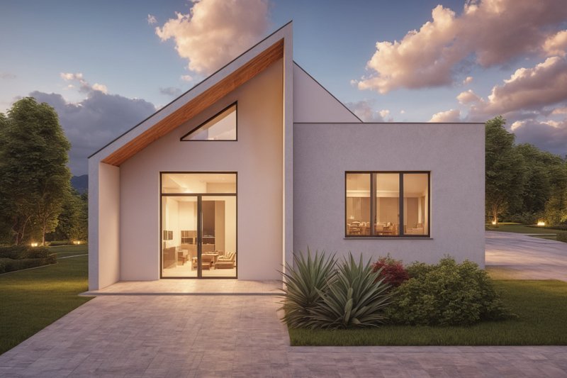 Architectural House Design - Exterior - Front Elevation 4 for Modern House Plan #542-13 - 3 bed, 2 bath