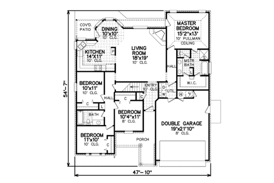 Floor Plan - Main Floor for Traditional House Plan #65-400 - 4 bed, 2 bath