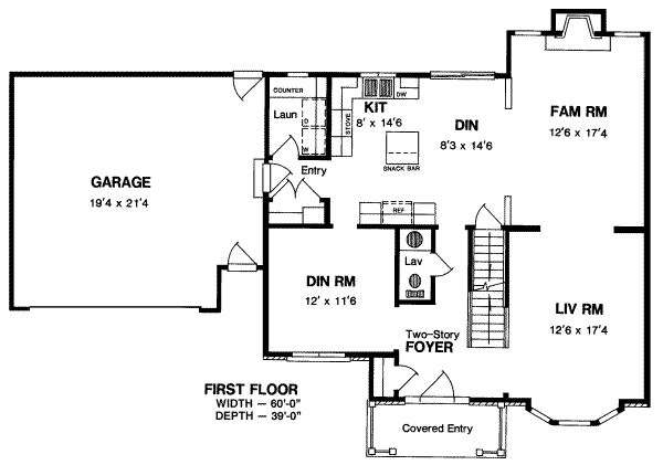 Traditional Floor Plan - Main Floor Plan #316-109