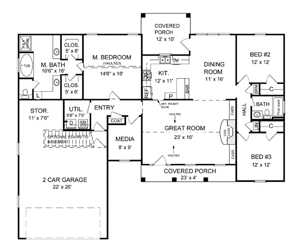Southern Floor Plan - Main Floor Plan #21-137