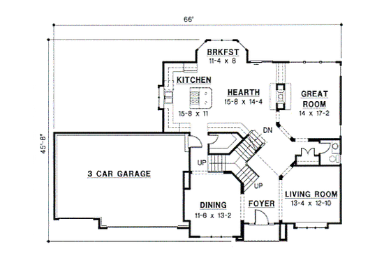 Floor Plan - Main Floor for European House Plan #67-571 - 4 bed, 3.5 bath