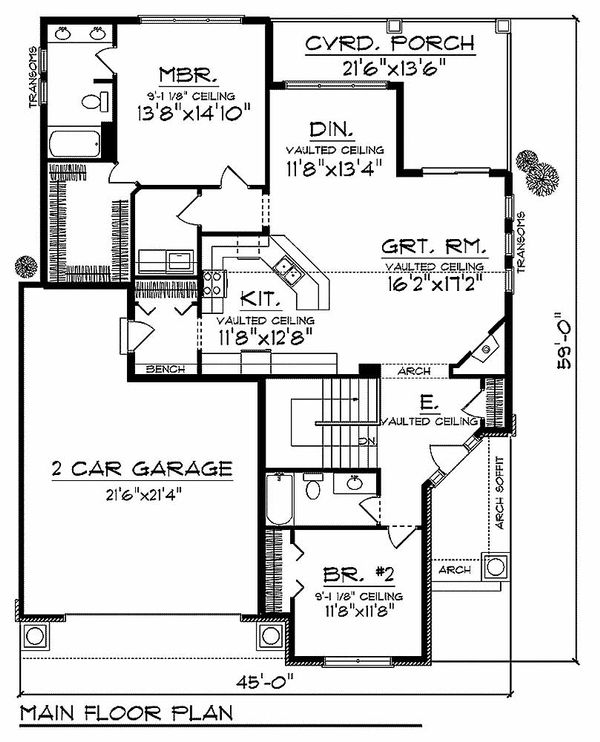 Craftsman Floor Plan - Main Floor Plan #70-912