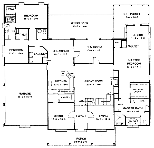 House Blueprint - Traditional Floor Plan - Main Floor Plan #10-202