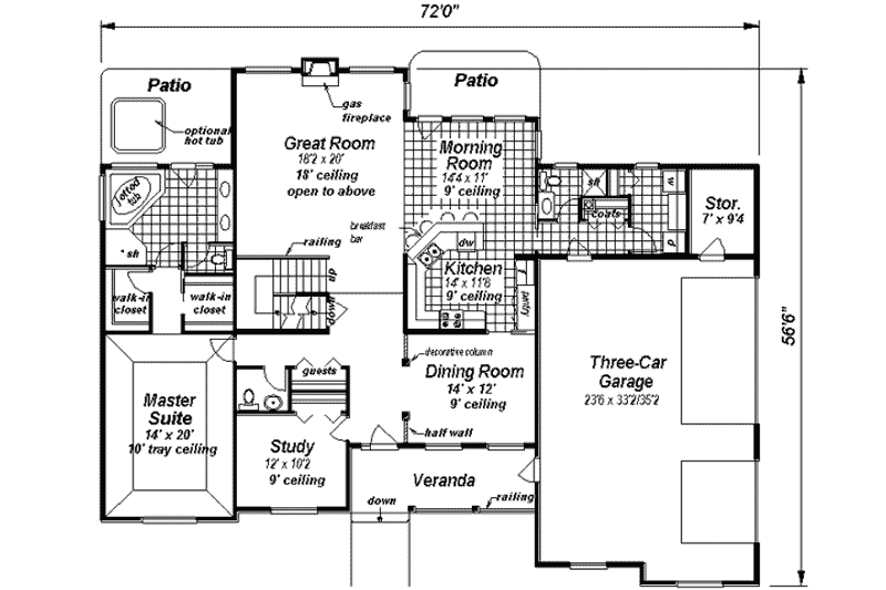 Dream House Plan - Floor Plan - Main Floor for Craftsman House Plan #18-2007 - 5 bed, 4 bath